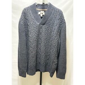 Joseph Abboud Mens 2X Shawl Collar Cable Knit‎ Wool Blend Sweater Blue